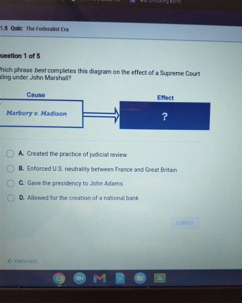 NEED HELP ASAP!!!Which phrase best completes this diagram on the effect of a Supreme-example-1