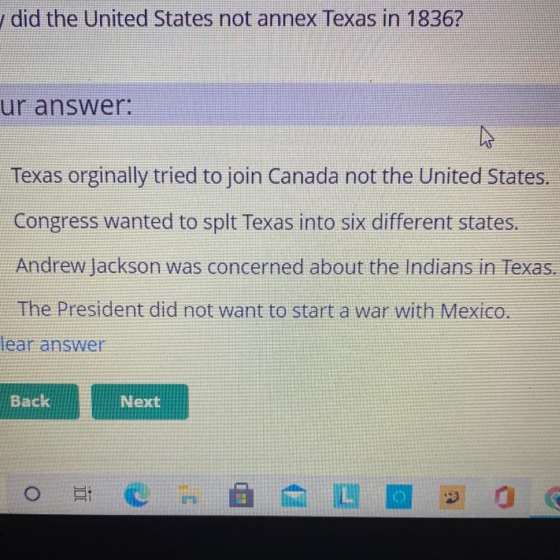 Why did the United States not annex Texas in 1836?-example-1