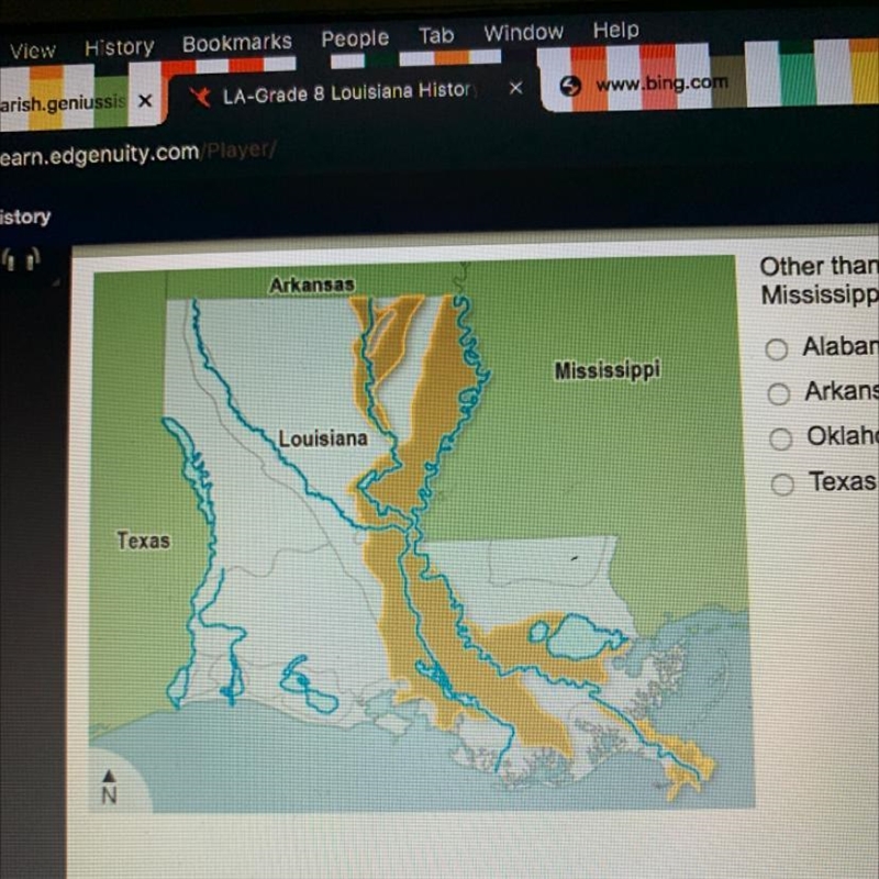 Other than Mississippi, which state borders the Mississippi Floodplain region? Alabama-example-1