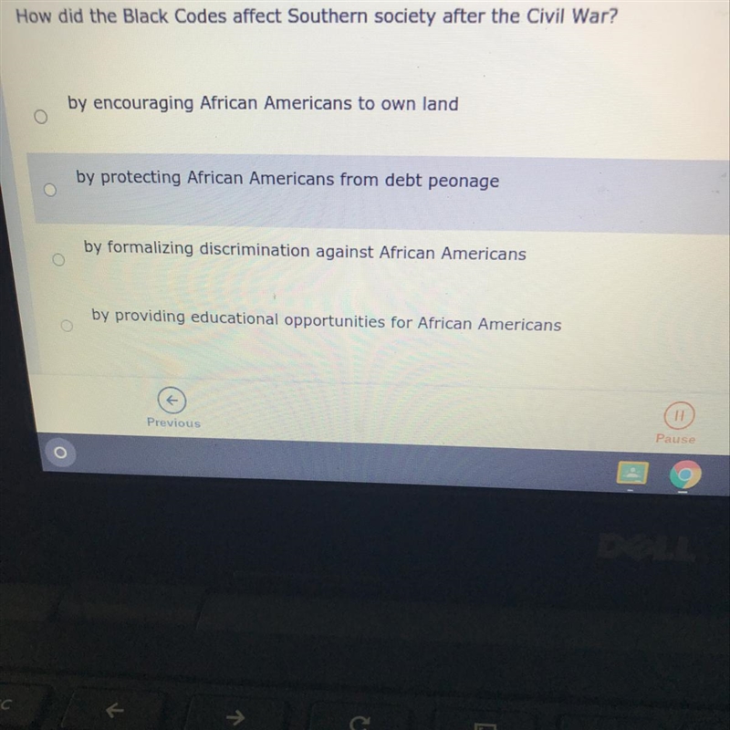 100POINTS!!! How did the Black Codes affect Southern society after the Civil War?-example-1