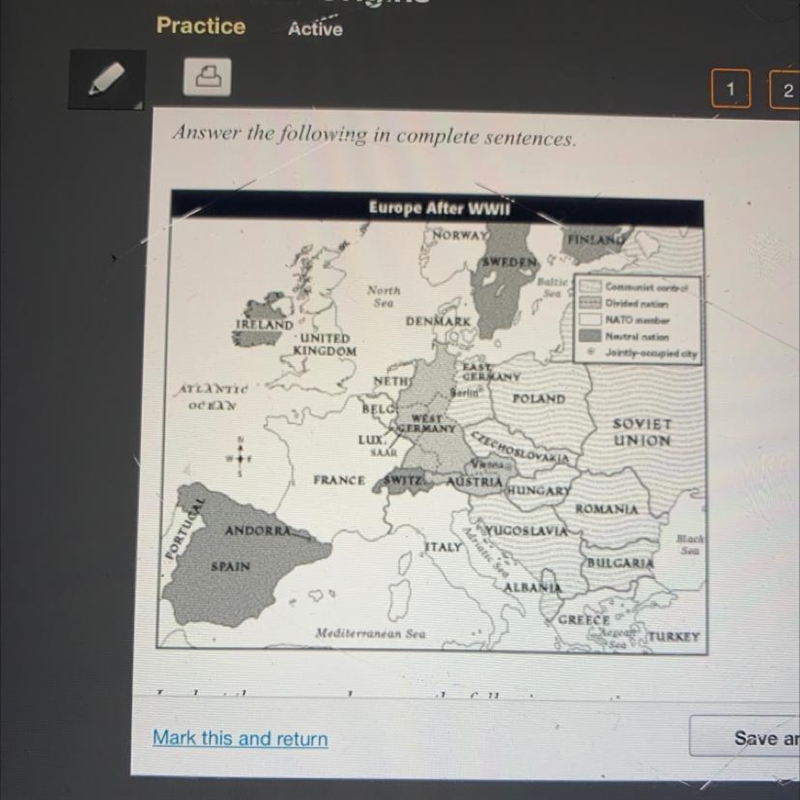 Look at the map and answer the question. What neutral nation shared a border with-example-1