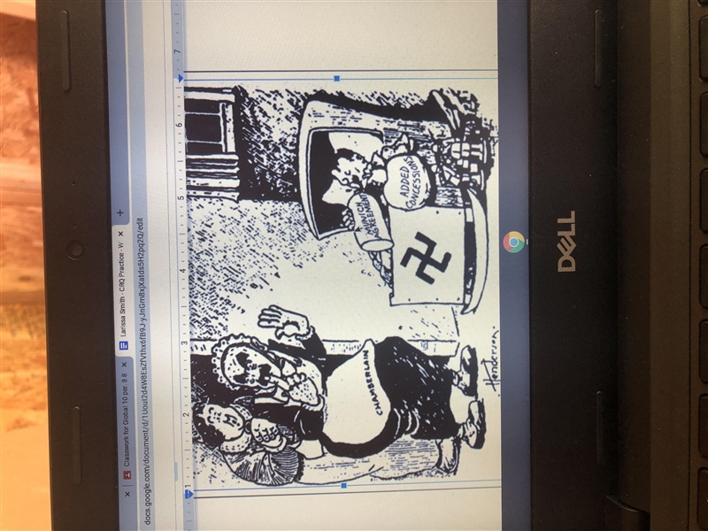 Based on the cartoon, explain the authors point of view about the Munich Agreement-example-1