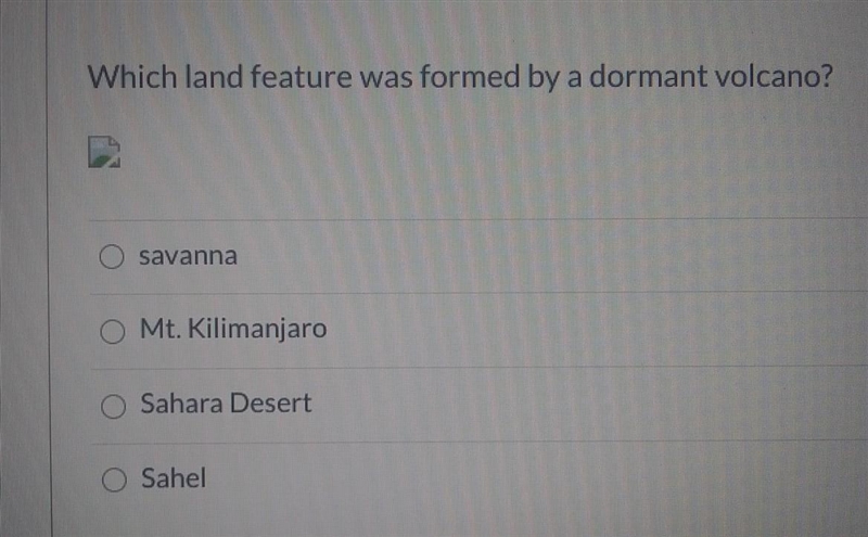 Which land feature was formed by a dormant volcano? ​-example-1