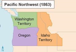 The map shows the Pacific Northwest in 1863. The southern boundary of Washington Territory-example-1