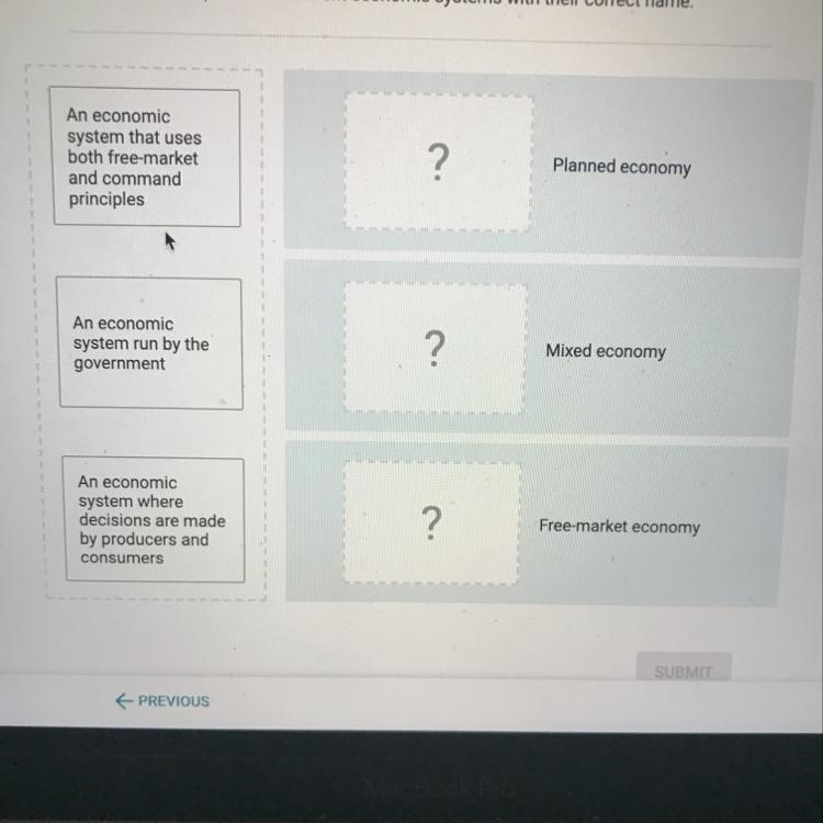 Match the descriptions of different economic systems with their correct name. An economic-example-1