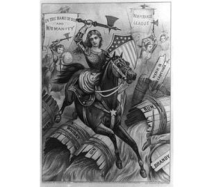 What is the main message of this political cartoon? Women do not belong in the temperance-example-1