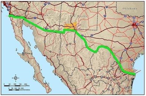 Which of these BEST describes the green line on this image? A) the Mexico-Belize Border-example-1