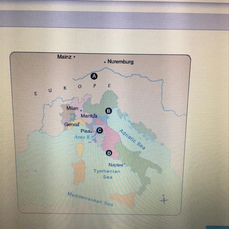 URGET PLEASE ANSWER ASAP Where is Venice on the map?-example-1