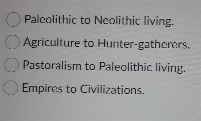 All of the river valley civilizations population developed out of a transition from-example-1