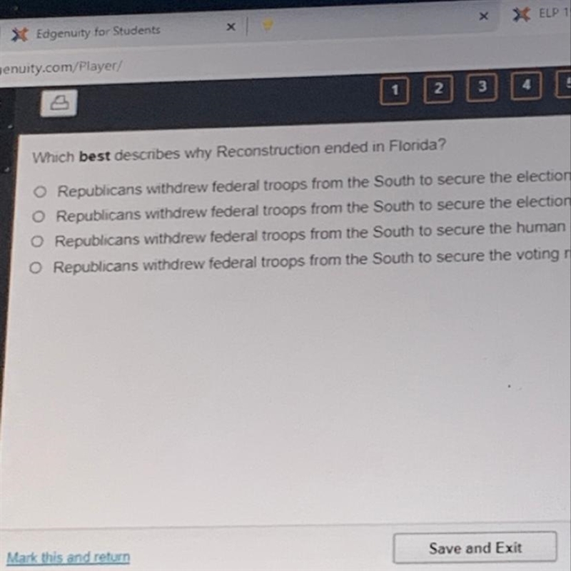 Which best describes why Reconstruction ended in Florida?-example-1