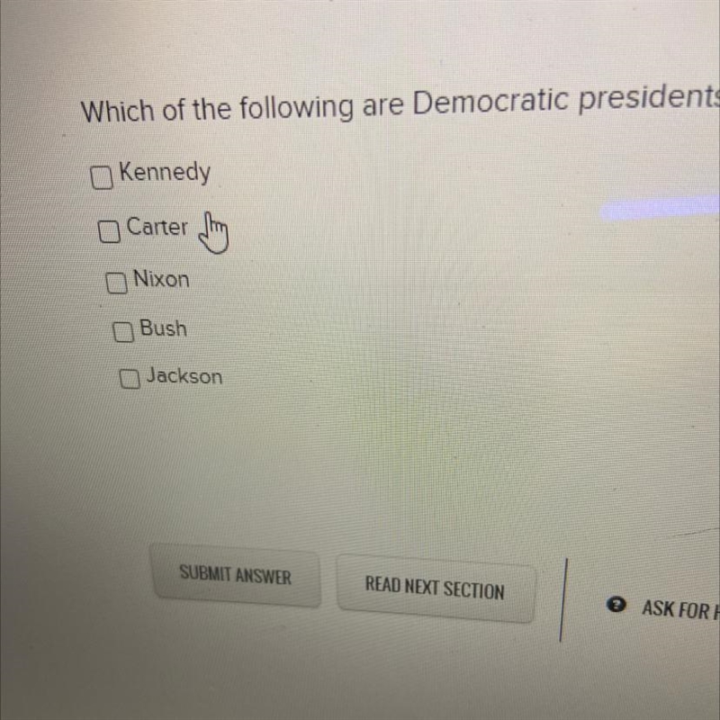 Which of the following are Democratic presidents?-example-1