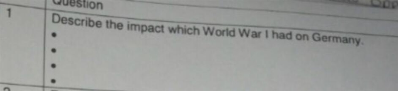 Describe the impact which world war 1 had on germany • • • •-example-1