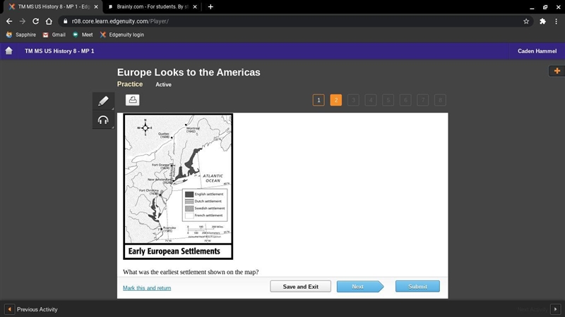 What was the earliest settlement shown on the map?-example-1