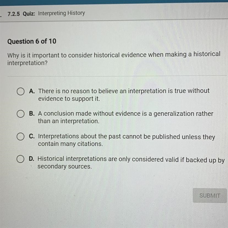 Why is it important to consider historical evidence when making a historical interpretation-example-1