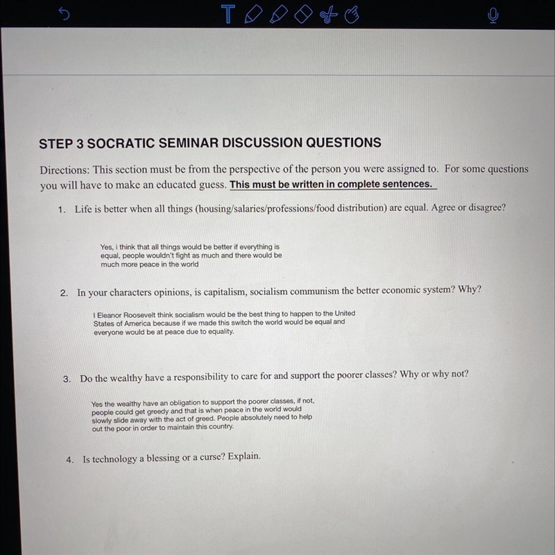 I’m acting as “Eleanor Roosevelt” and am in the POV of her, can someone please help-example-1