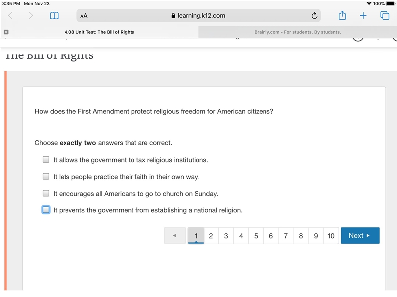 How does the First Amendment protect religious freedom for American citizens?-example-1