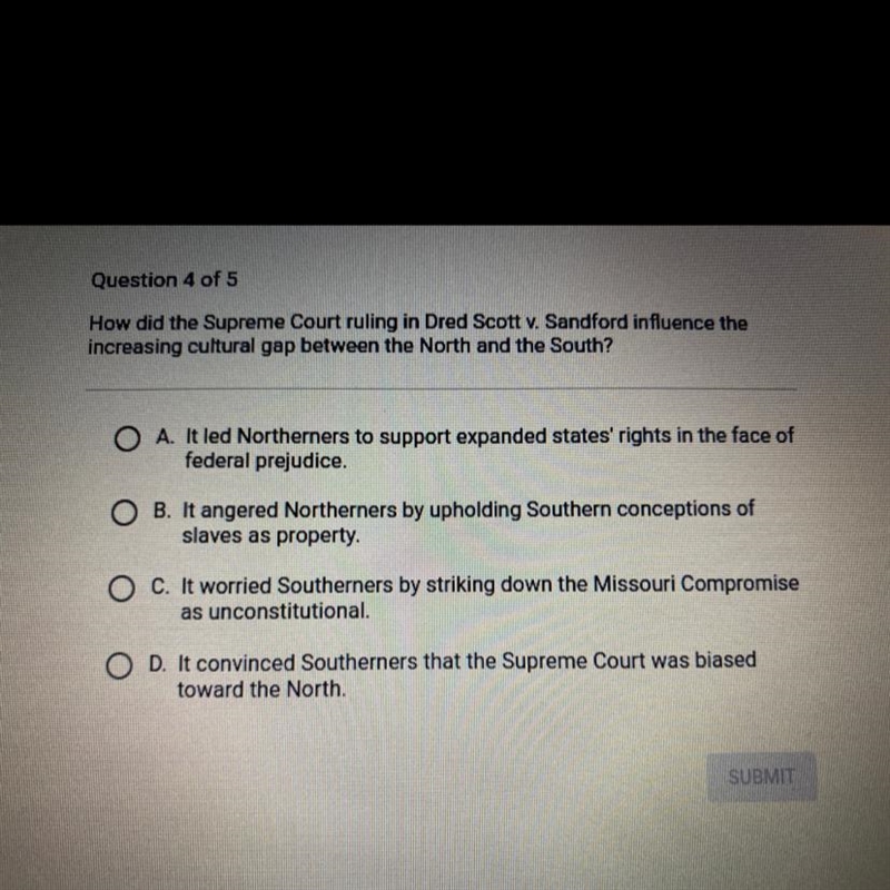 How did the Supreme Court ruling in Dred Scott v Sandford influence the increasing-example-1