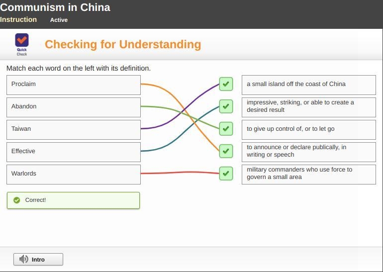 Match each word on the left with its definition. -Warlords -Proclaim -Effective -Taiwan-example-1