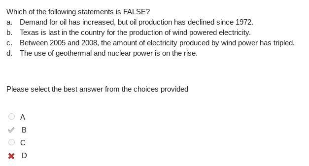 Which of the following statements is FALSE? a. for oil has increased, but oil production-example-1