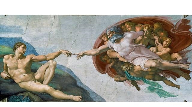 .Study The Creation of Adam by Michelangelo. Painting of The Creation of Adam by Michelangelo-example-1