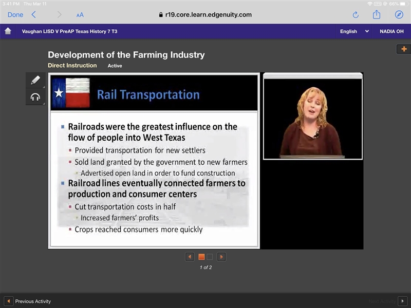 All of the following aided in providing opportunities for farming in Texas EXCEPT-example-2