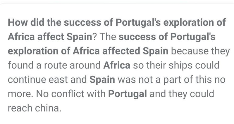 How did the success of Portugal's exploration of Africa affect Spain?-example-1