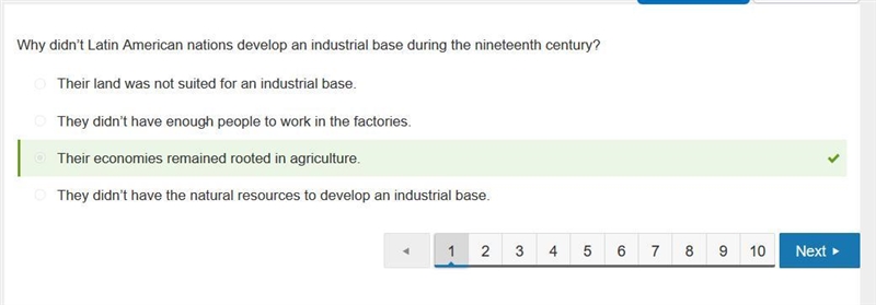 Why didn’t Latin American nations develop an industrial base during the nineteenth-example-1