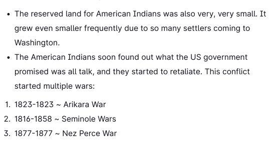 Describe the causes and consequences of conflict between settlers and American Indians-example-2