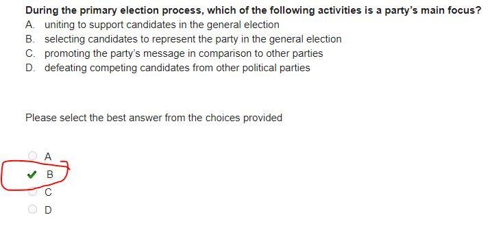 During the primary election process, which of the following activities is a party-example-1