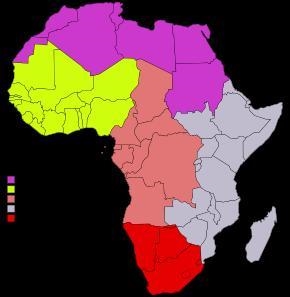 . Locate the four regions of the continent of Africa. Label these regions on your-example-1