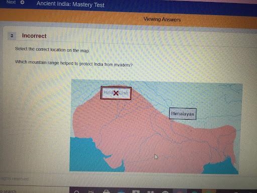 Which mountain range helped to protect India from invaders? Hindu Kush Himalayas-example-1