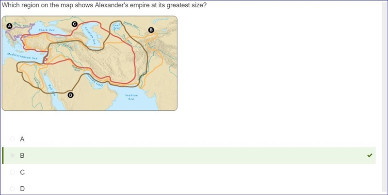 Which region on the map shows Alexander's empire at its greatest size? A map of Europe-example-1