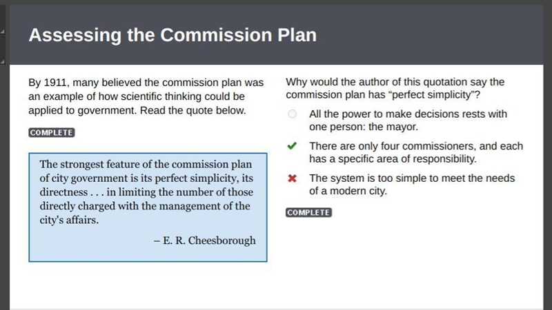 By 1911, many believed the commission plan was an example of how scientific thinking-example-1