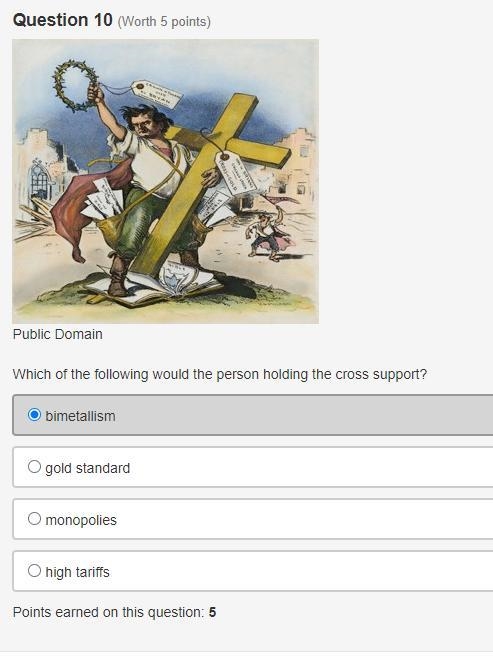 Which of the following would the person holding the cross support? A) bimetallism-example-1