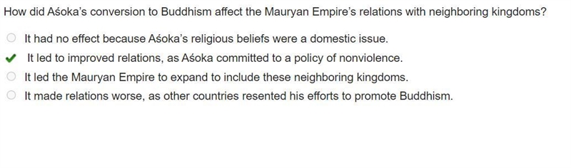 How did Aśoka’s conversion to Buddhism affect the Mauryan Empire’s relations with-example-1