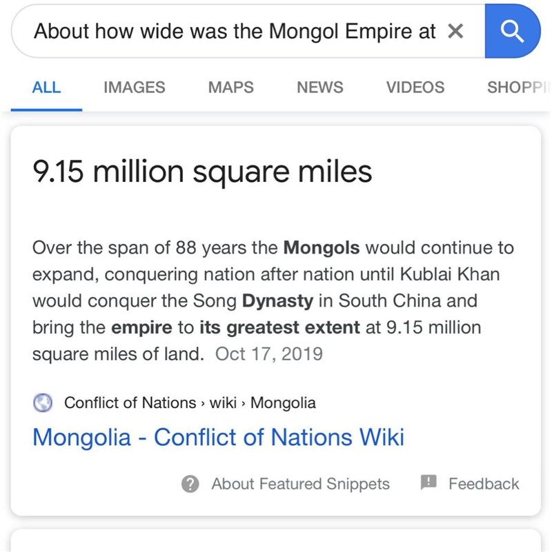 About how wide was the Mongol Empire at its greatest extent? View Available Hint(s-example-1