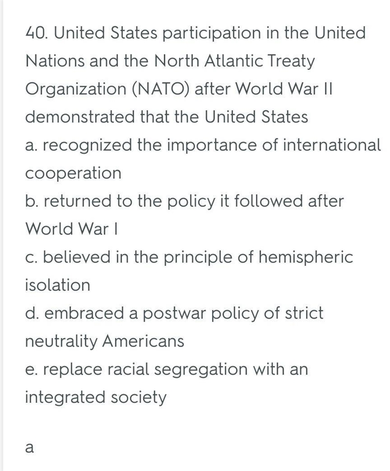 US participation in the united nation and the north Atlantic Treaty organization (NATO-example-1