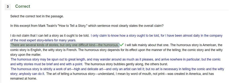 In this excerpt from Mark Twain's "How to Tell a Story," which sentence-example-1