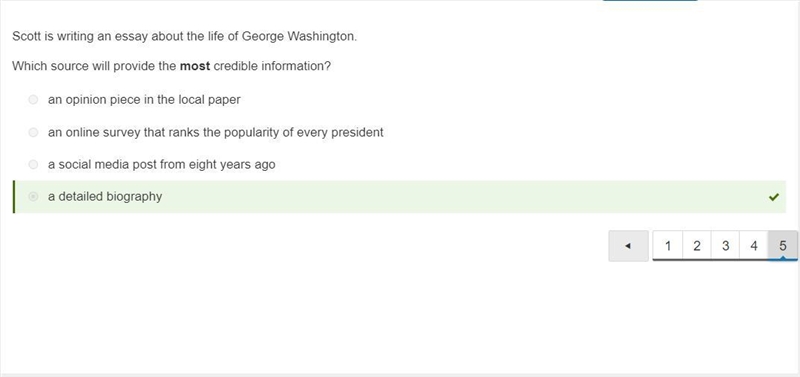 Item 5 Scott is writing an essay about the life of George Washington. Which source-example-1
