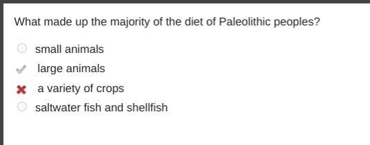 What made up the majority of the diet of the Paleolithic peoples-example-1