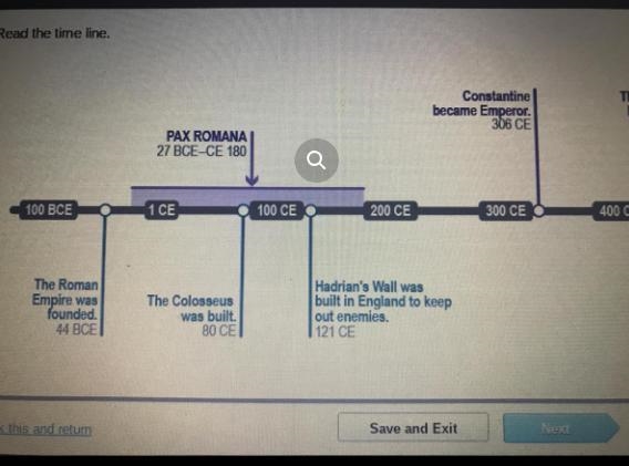 Read the time line. A timeline. A key shows purple for Western Empire and Green for-example-1