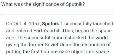 What was the significance of the Soviet launch Sputnik 1 in 1957?-example-1