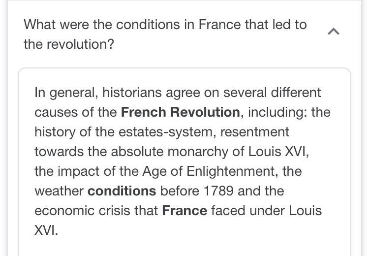 What are two conditions in France that led to people starting a revolution.-example-1