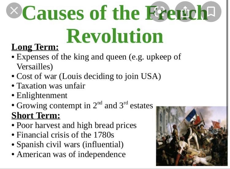 ASAP Please write,in your own words ,what were the causes of the French Revolution-example-1