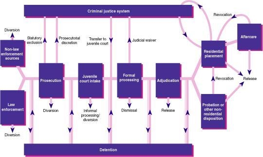 Which phrase best completes the diagram of the juvenile criminal justice process?-example-1