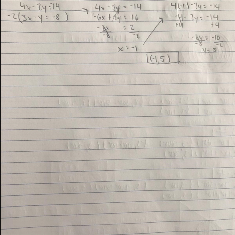 Can someone pls help me Use elimination to solve each system of equations. 4x - 2y-example-1