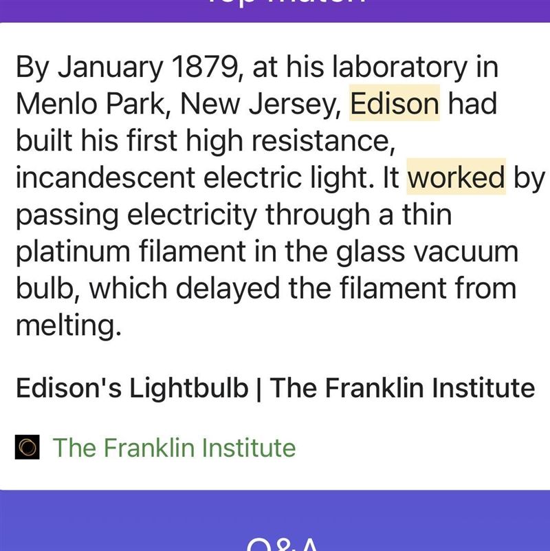 What material finally worked in Thomas Edison’s invention-example-1