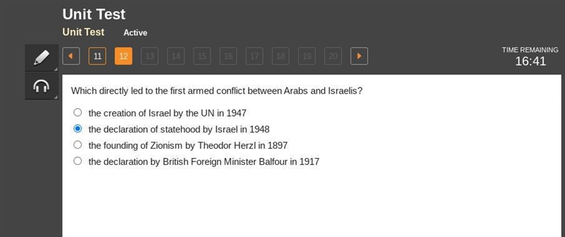 Which directly led to the first armed conflict between Arabs and Israelis? O the creation-example-1