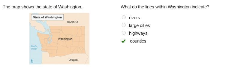 The map shows the state of Washington. What do the lines within Washington indicate-example-1