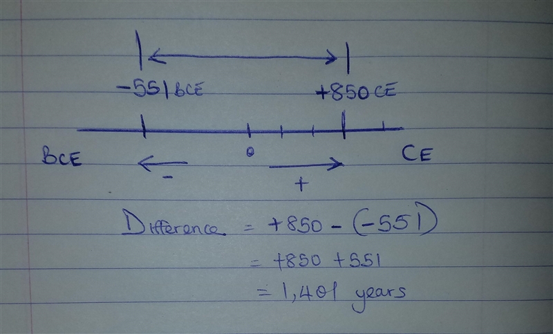 How many years are between 551 bce and 850 ce-example-1